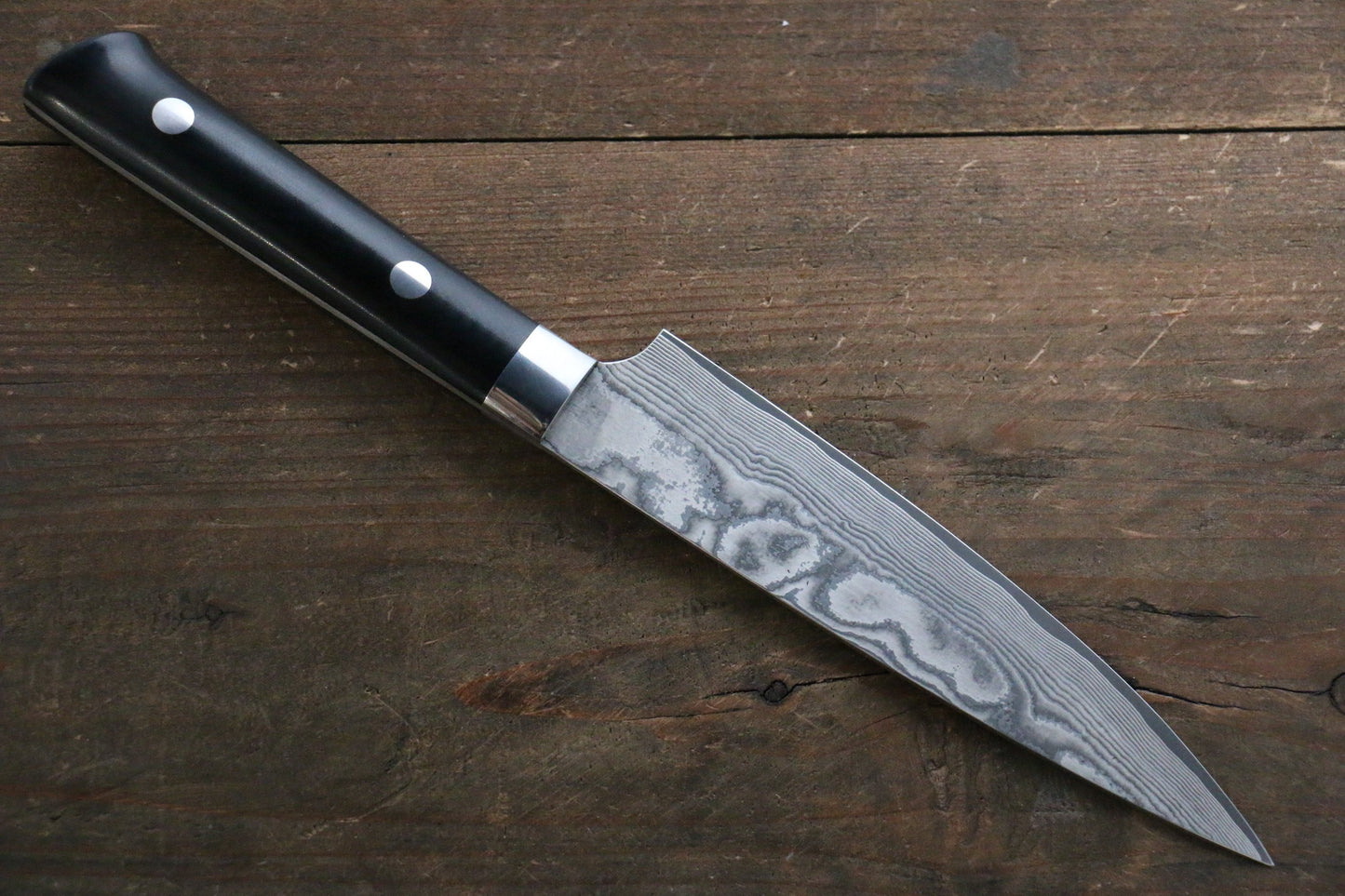 Takeshi Saji VG10 Black Damascus Petty Japanese Chef Knife 135mm with Black Micarta Handle - Japanny - Best Japanese Knife