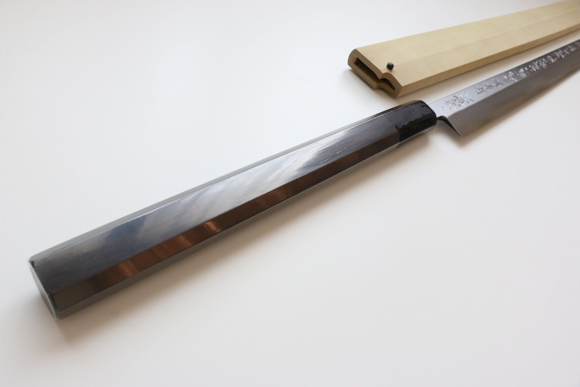 Sakai Takayuki White Steel No.2 Cherry blossom Engraved Tuna Japanese Knife 600mm Ebony Wood Handle with Sheath - Japanny - Best Japanese Knife