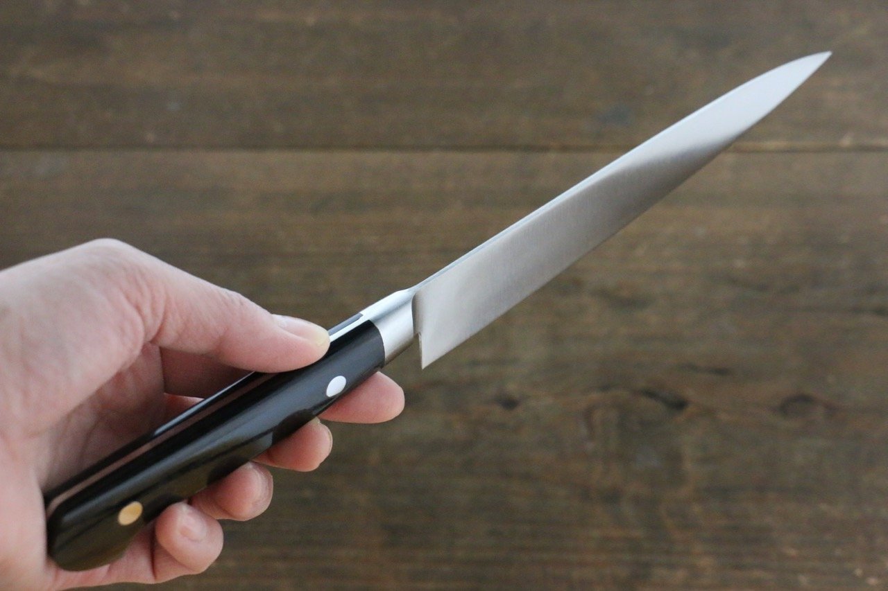 Iseya Molybdenum Steel Petty Japanese Chef Knife 150mm with Black Packer wood Handle (Ferrel : Stainless Steel) - Japanny - Best Japanese Knife