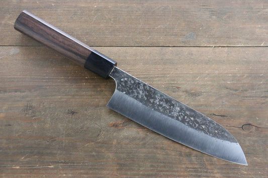 Yu Kurosaki Blue Super Clad Hammered Kurouchi Santoku Japanese Chef Knife 165mm - Japanny - Best Japanese Knife