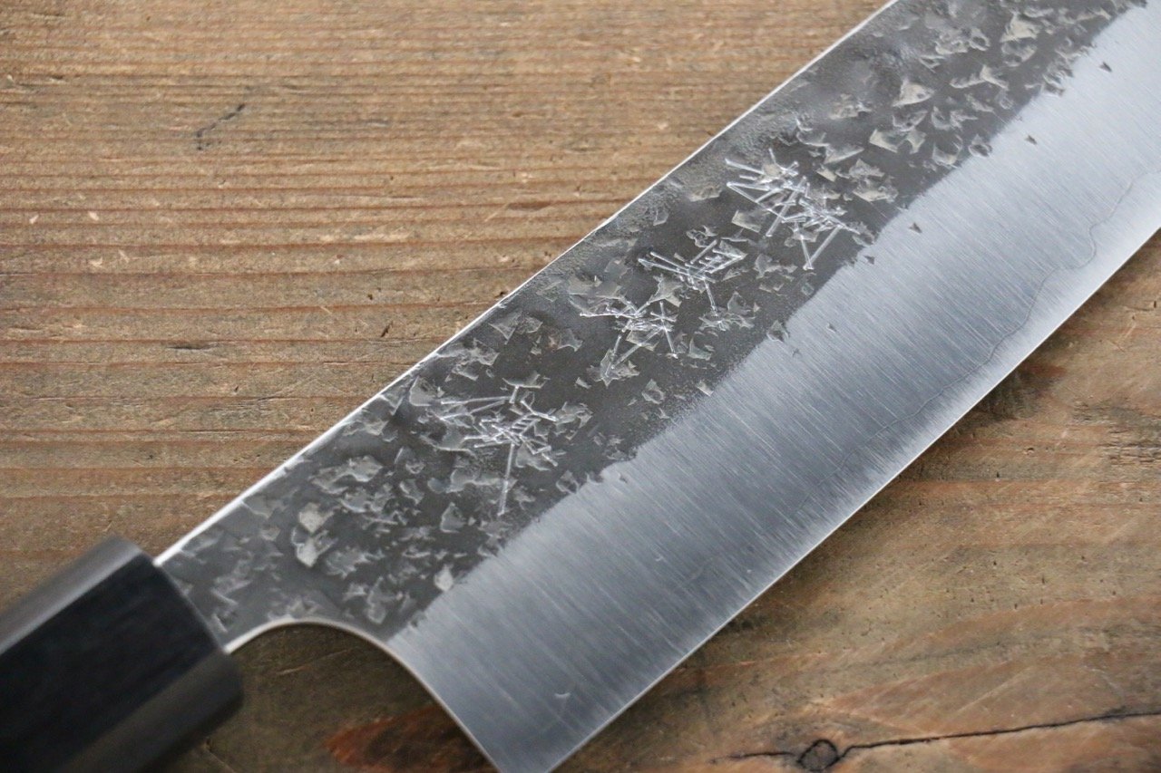 Yu Kurosaki Blue Super Clad Hammered Kurouchi Santoku Japanese Chef Knife 165mm - Japanny - Best Japanese Knife