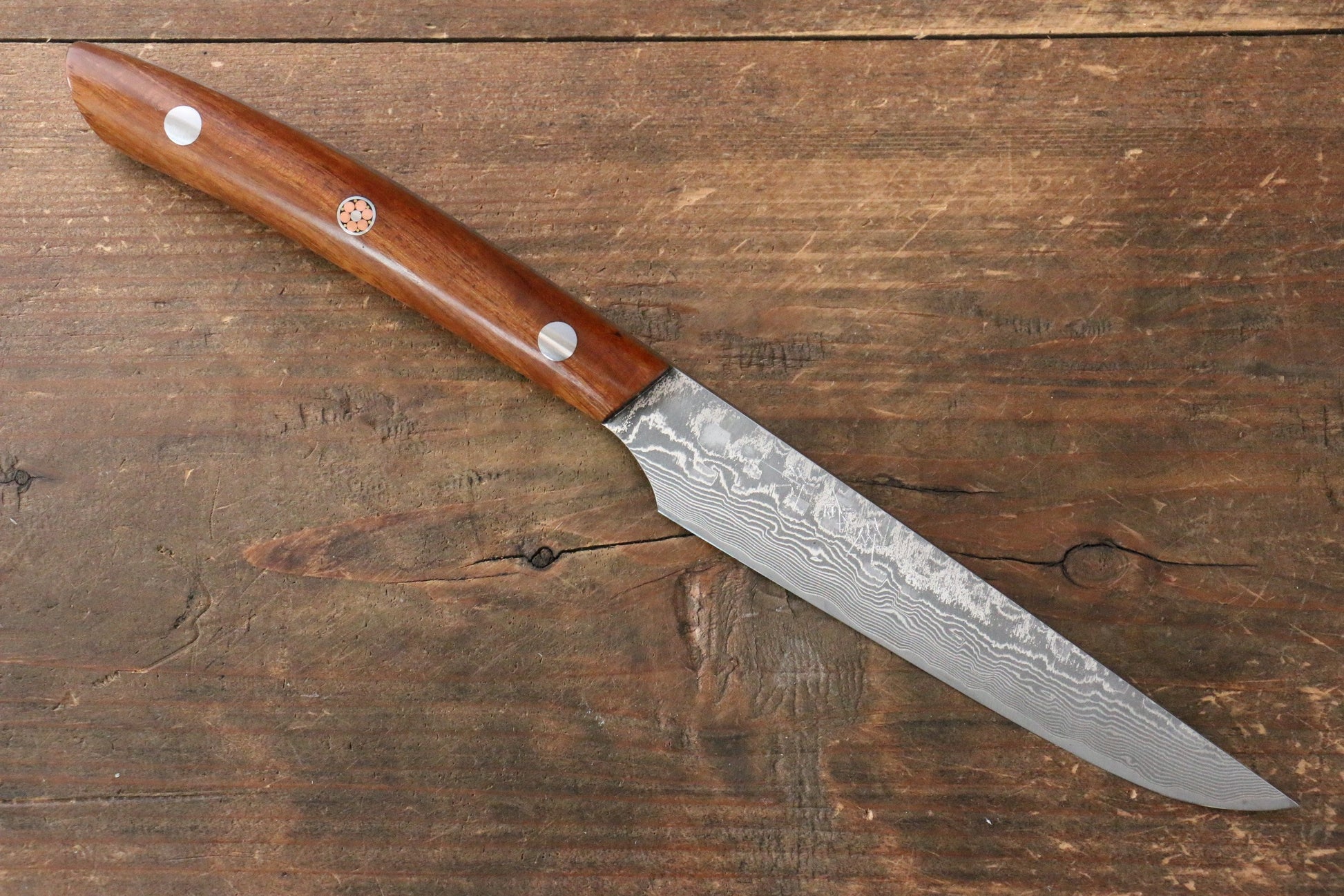 Takeshi Saji R2/SG2 Black Damascus Steak Japanese Knife 125mm Ironwood Handle - Japanny - Best Japanese Knife