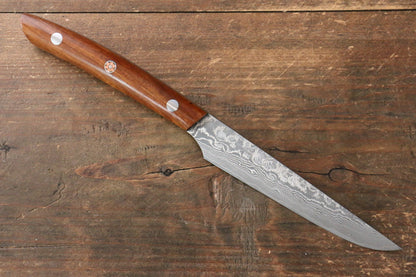 Takeshi Saji R2/SG2 Black Damascus Steak Japanese Knife 125mm Ironwood Handle - Japanny - Best Japanese Knife
