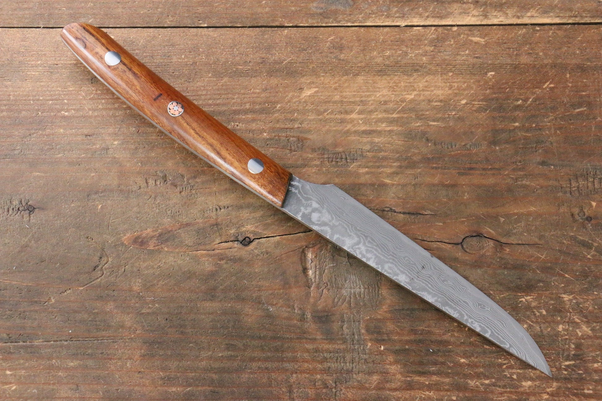 Takeshi Saji R2/SG2 Black Damascus Steak Japanese Knife 125mm Ironwood Handle - Japanny - Best Japanese Knife