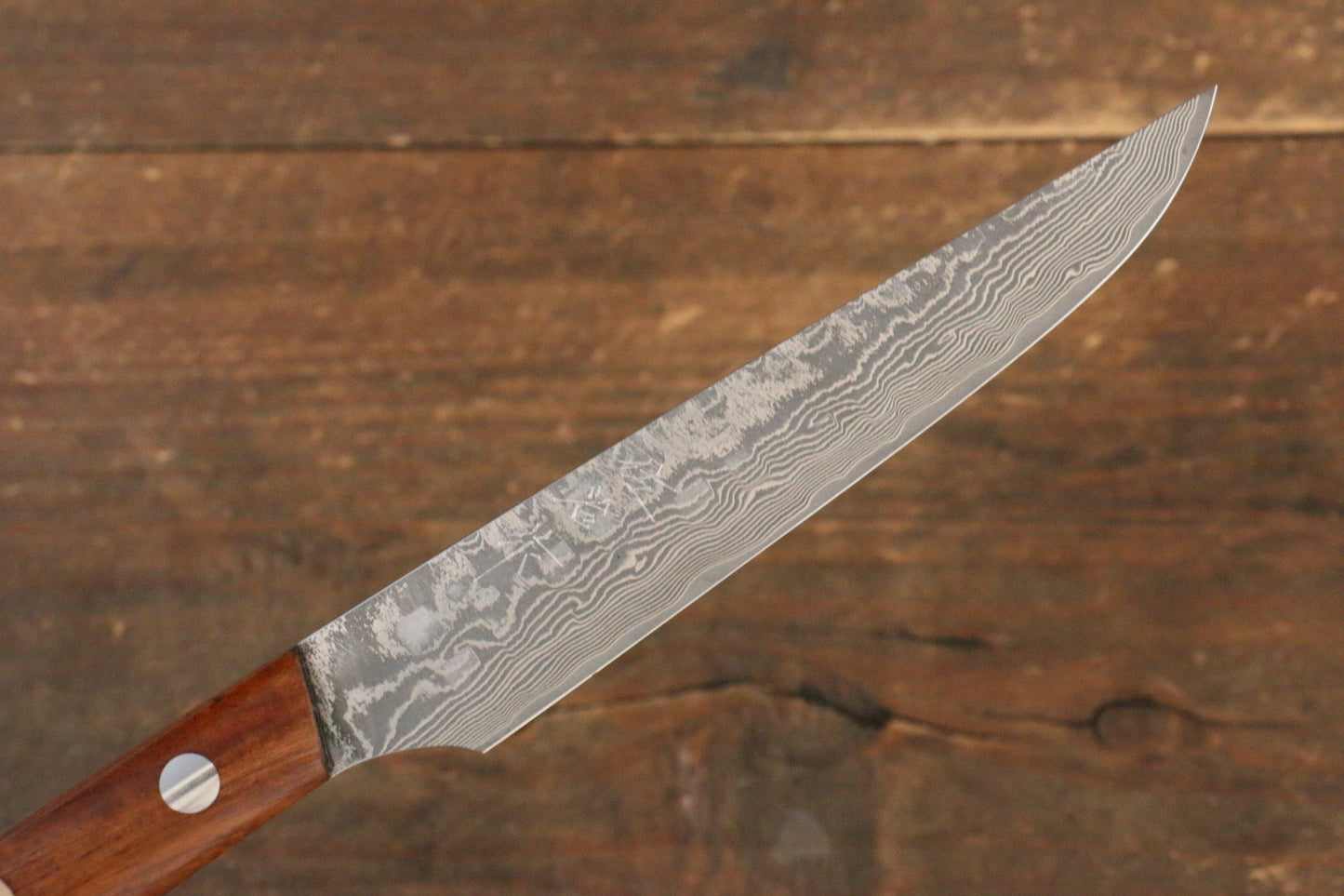 Takeshi Saji R2/SG2 Black Damascus Steak Japanese Knife 125mm Ironwood Handle - Japanny - Best Japanese Knife