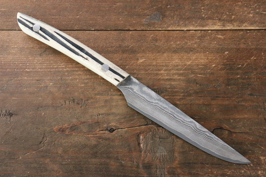 Takeshi Saji VG10 Black Damascus Steak Japanese Knife 125mm White Cow Bone Handle - Japanny - Best Japanese Knife