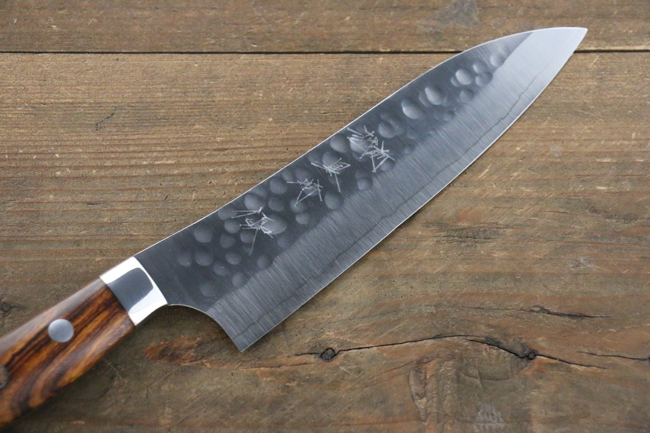 Yu Kurosaki R2/SG2 Hammered Small Santoku Japanese Chef Knife 150mm with Iron Wood Handle - Japanny - Best Japanese Knife