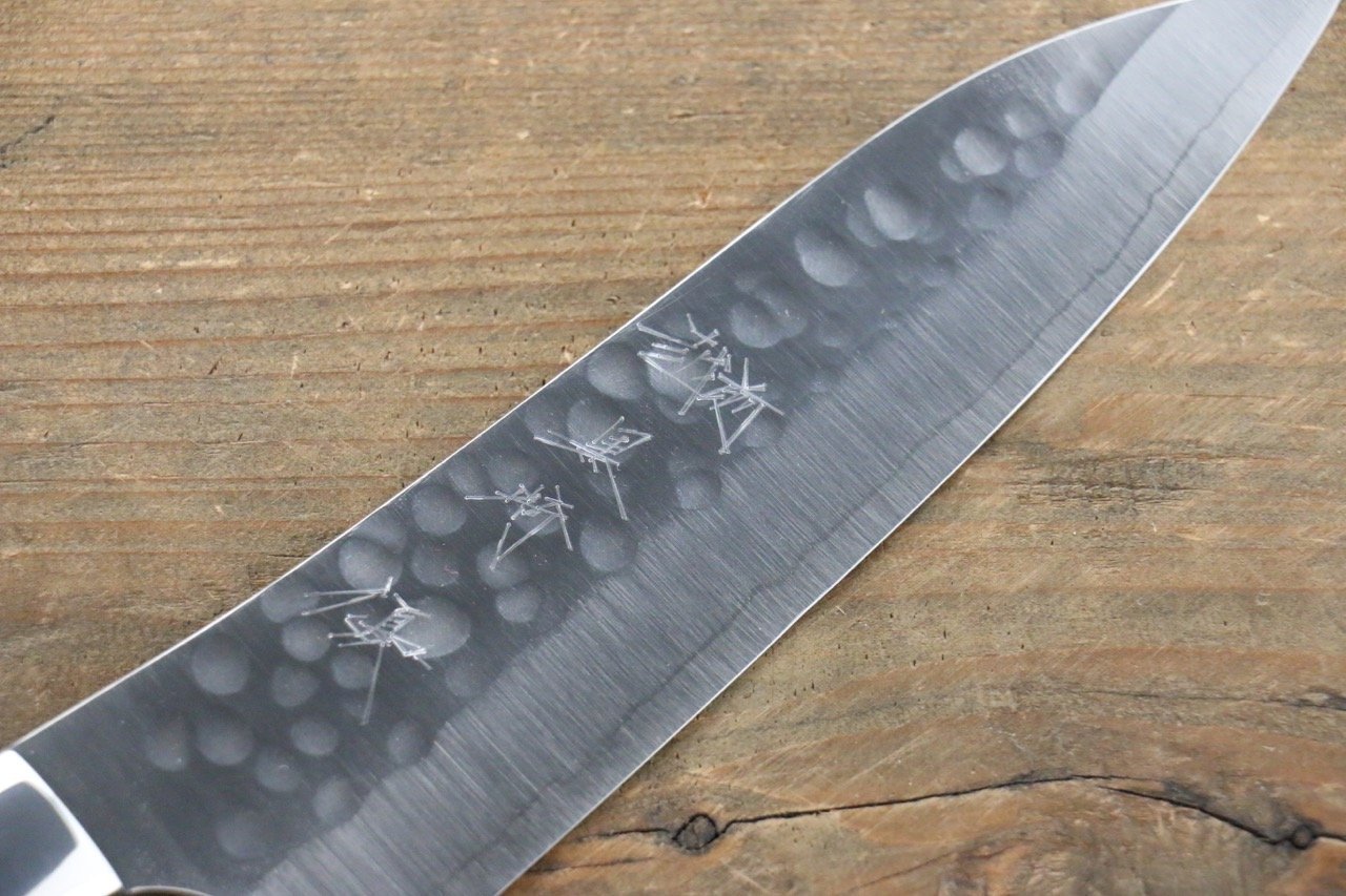 Yu Kurosaki R2/SG2 Hammered Small Santoku Japanese Chef Knife 150mm with Iron Wood Handle - Japanny - Best Japanese Knife