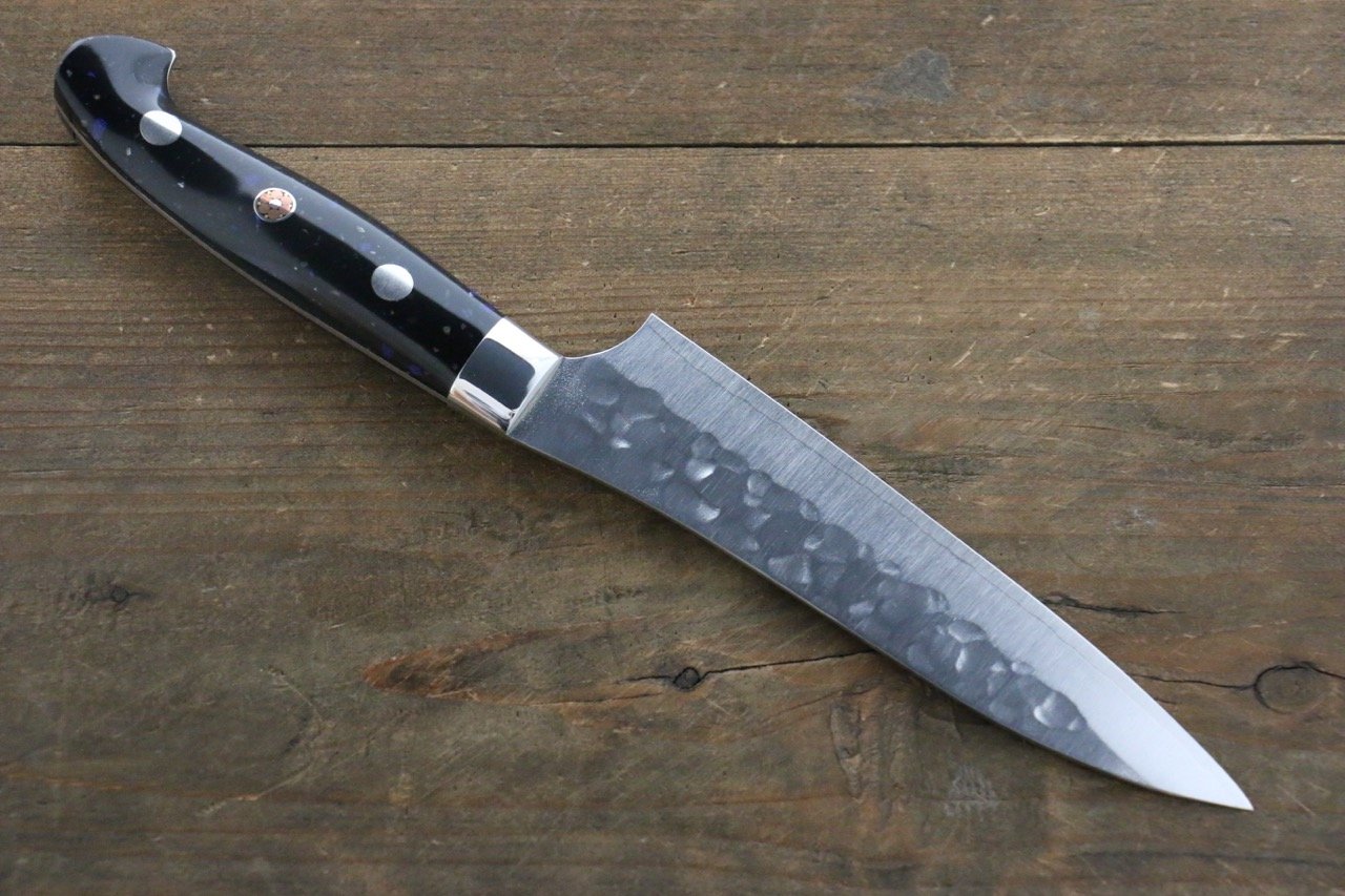 Yu Kurosaki R2 Clad Hammered Petty Japanese Chef Knife 130mm Black Stone Handle - Japanny - Best Japanese Knife