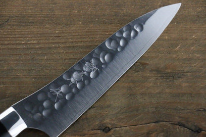 Yu Kurosaki R2 Clad Hammered Petty Japanese Chef Knife 130mm Black Stone Handle - Japanny - Best Japanese Knife