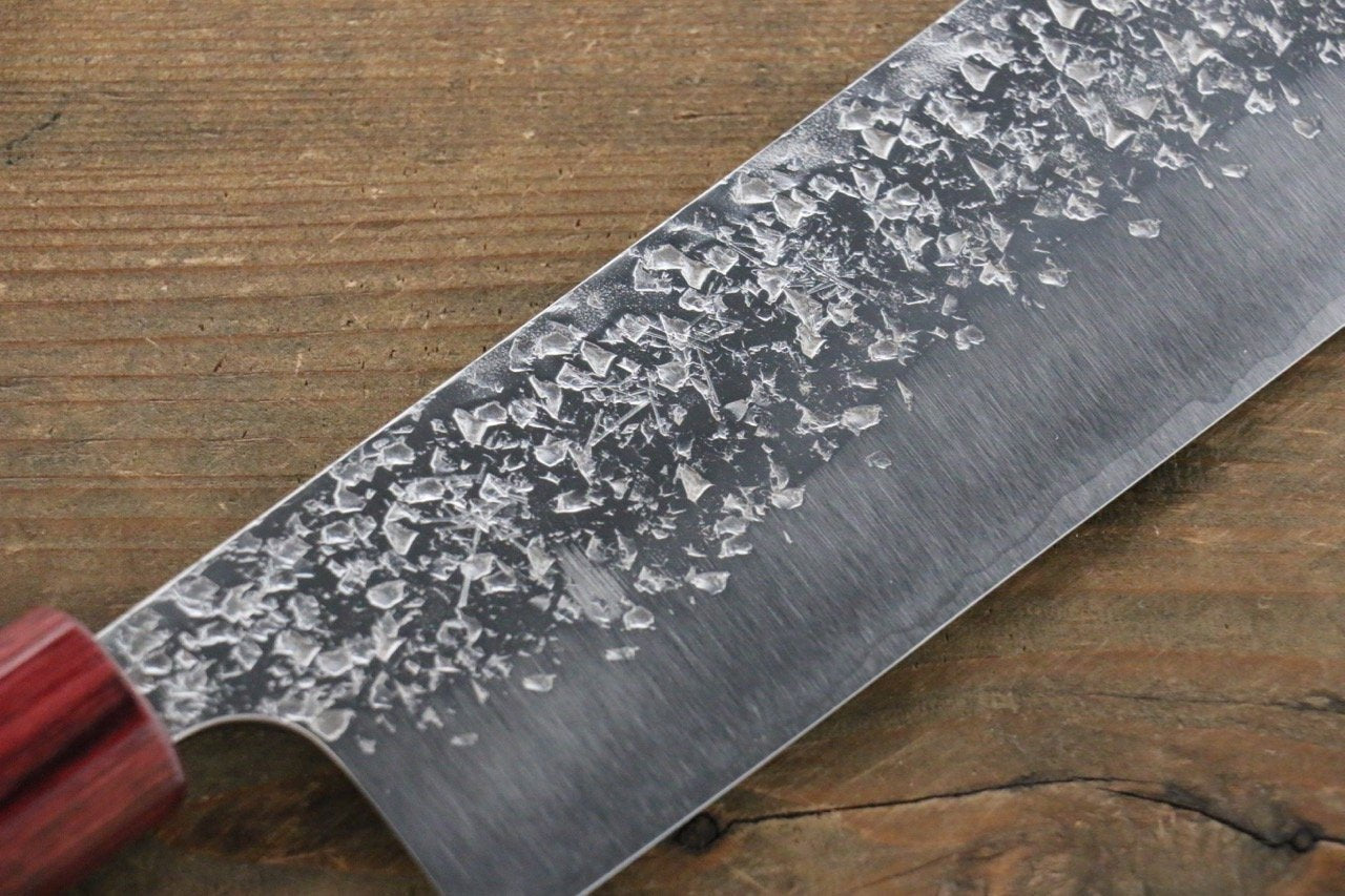 Yu Kurosaki Shizuku R2/SG Hammered Nakiri Japanese Chef Knife 165mm with American Cherry Handle - Japanny - Best Japanese Knife