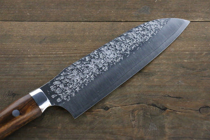 Yu Kurosaki Shizuku R2/SG Hammered Santoku Japanese Chef Knife 165mm with Iron wood Handle - Japanny - Best Japanese Knife