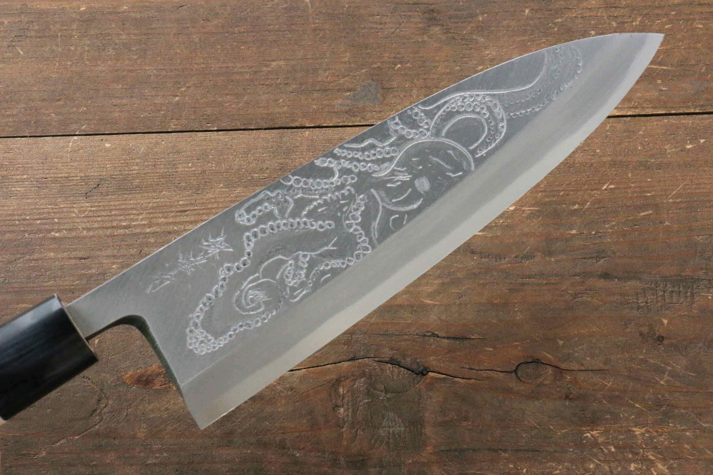 Sakai Takayuki Kasumitogi White Steel Octopus engraving Deba Japanese Knife Magnolia Handle - Japanny - Best Japanese Knife