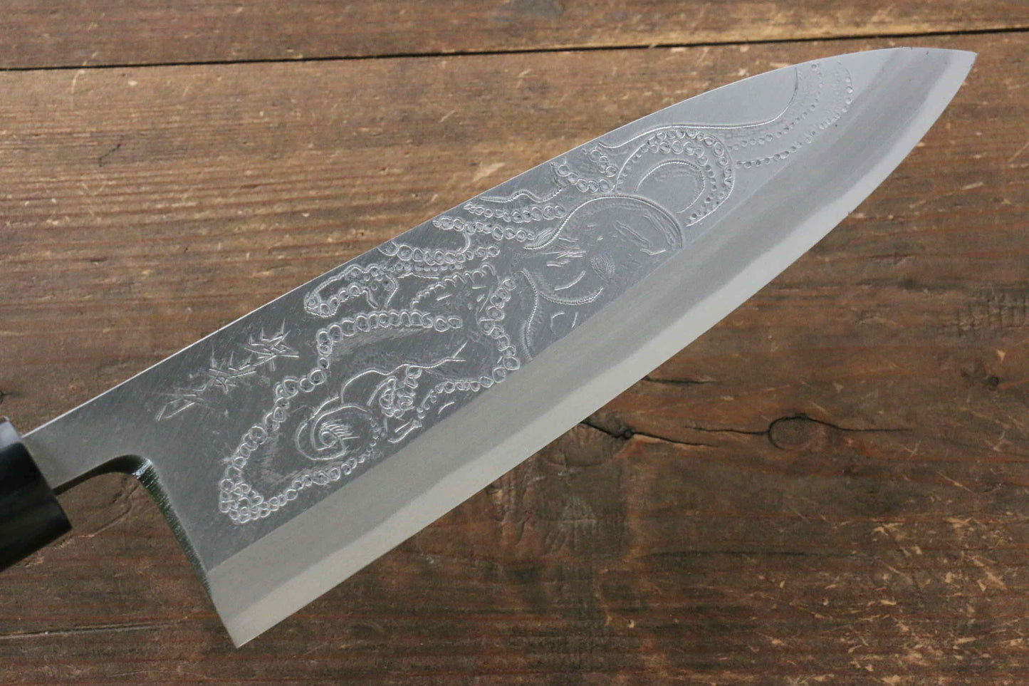 Sakai Takayuki Kasumitogi White Steel Octopus engraving Deba Japanese Knife Magnolia Handle - Japanny - Best Japanese Knife