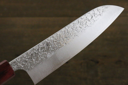 Yu Kurosaki Shizuku R2/SG Hammered Santoku Japanese Chef Knife 165mm with American Cherry Handle - Japanny - Best Japanese Knife