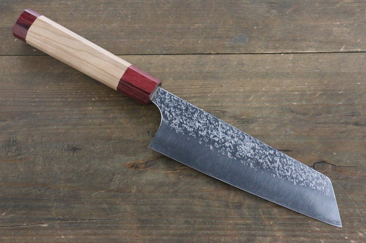 Yu Kurosaki Shizuku R2/SG Hammered Bunka Japanese Chef Knife 165mm with American Cherry Handle - Japanny - Best Japanese Knife