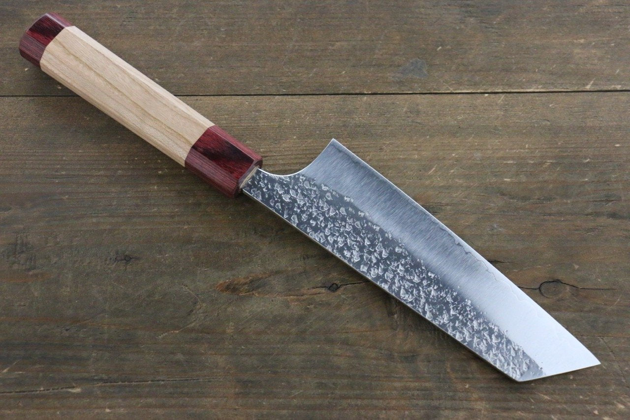 Yu Kurosaki Shizuku R2/SG Hammered Bunka Japanese Chef Knife 165mm with American Cherry Handle - Japanny - Best Japanese Knife