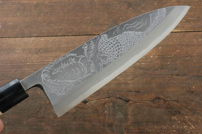 Sakai Takayuki Kasumitogi White Steel Crocodile engraving Deba Japanese Knife Magnolia Handle - Japanny - Best Japanese Knife