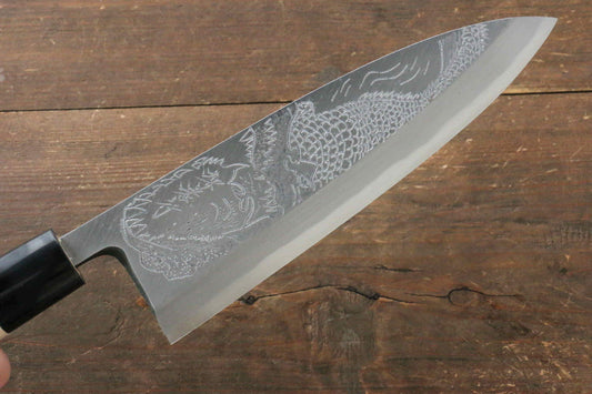 Sakai Takayuki Kasumitogi White Steel Crocodile engraving Deba Japanese Knife Magnolia Handle - Japanny - Best Japanese Knife