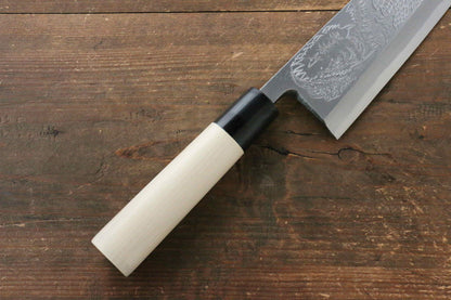 Sakai Takayuki Kasumitogi White Steel Crocodile engraving Deba Japanese Knife Magnolia Handle - Japanny - Best Japanese Knife