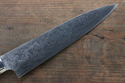 Takeshi Saji R2/SG2 Diamond Finish Damascus Gyuto Japanese Knife 210mm with Green Micarta Handle - Japanny - Best Japanese Knife