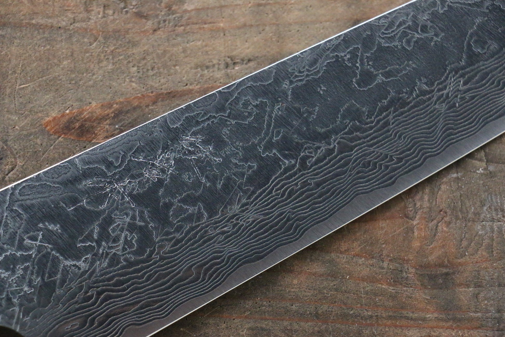 Takeshi Saji R2/SG2 Diamond Finish Damascus Gyuto Japanese Knife 210mm with Green Micarta Handle - Japanny - Best Japanese Knife