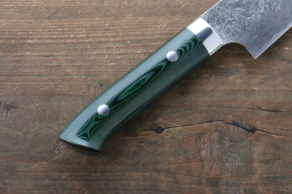 Takeshi Saji R2/SG2 Diamond Finish Damascus Gyuto Japanese Knife 210mm with Green Micarta Handle - Japanny - Best Japanese Knife