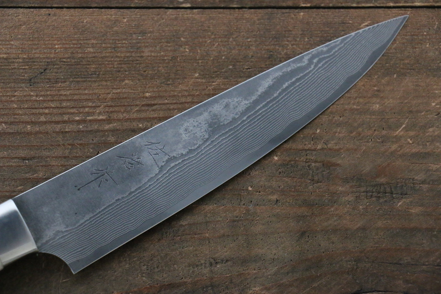 Takeshi Saji VG10 Black Damascus Petty-Utility Japanese Knife 135mm with Cow Bone  Handle - Japanny - Best Japanese Knife