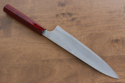Thương hiệu Kei Kobayashi R2/SG2 Thép Damascus Dao đa năng Gyuto dao Nhật 210mm chuôi dao sơn mài đỏ