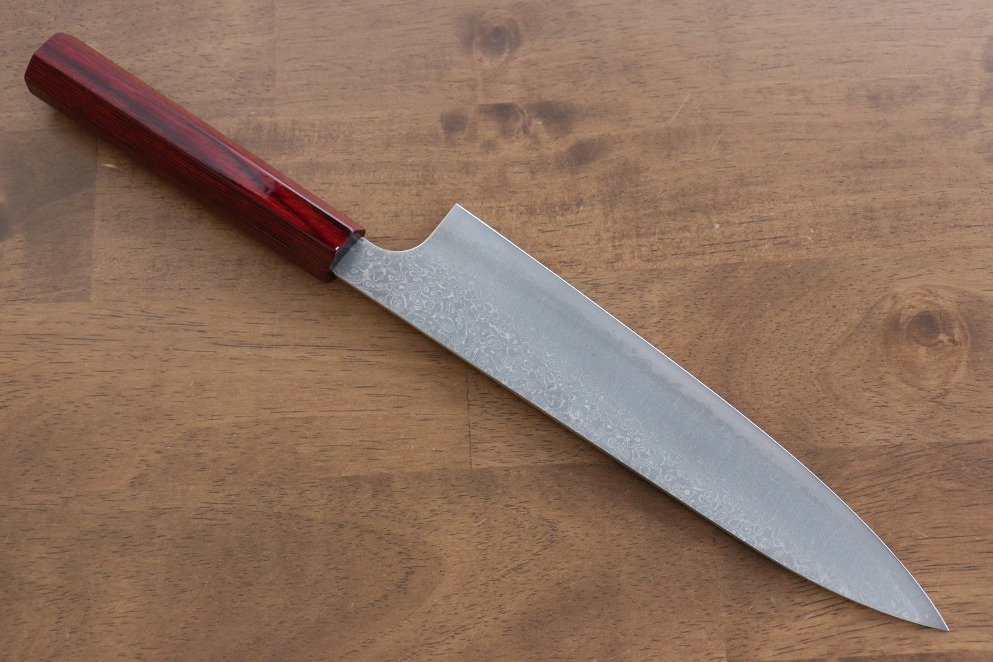 Marke Kei Kobayashi R2/SG2 Damaststahl Mehrzweckmesser Gyuto Japanisches Messer 210 mm rot lackierter Griff