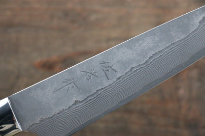 Takeshi Saji VG10 Black Damascus Petty-Utility Japanese Knife 135mm with Black Micarta Handle with Saya - Japanny - Best Japanese Knife