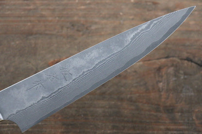 Takeshi Saji VG10 Black Damascus Petty-Utility Japanese Knife 135mm with Black Micarta Handle with Saya - Japanny - Best Japanese Knife