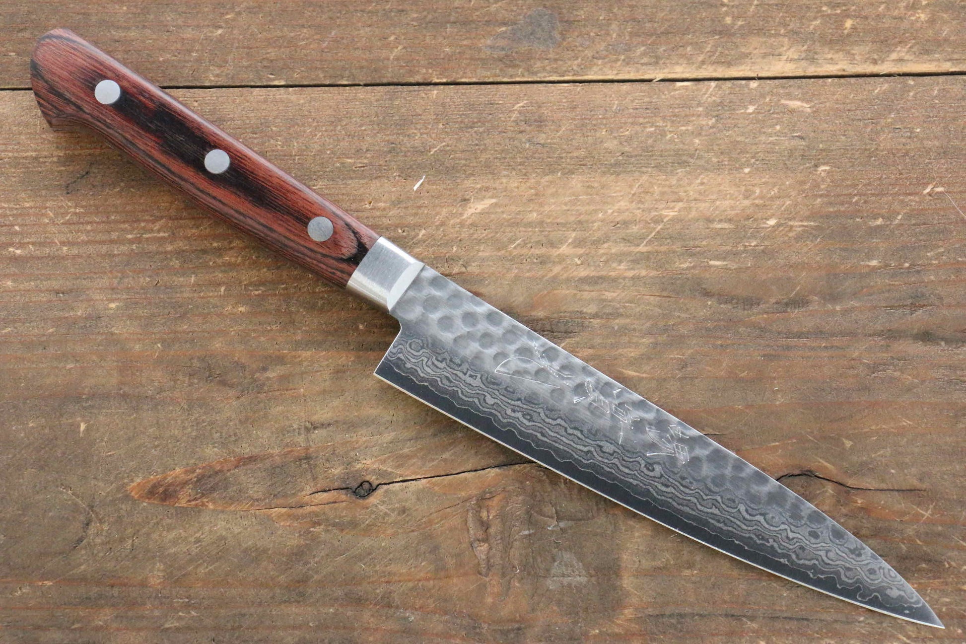 Jikko VG10 17 Layer Petty-Utility Japanese Knife 135mm Mahogany Handle - Japanny - Best Japanese Knife