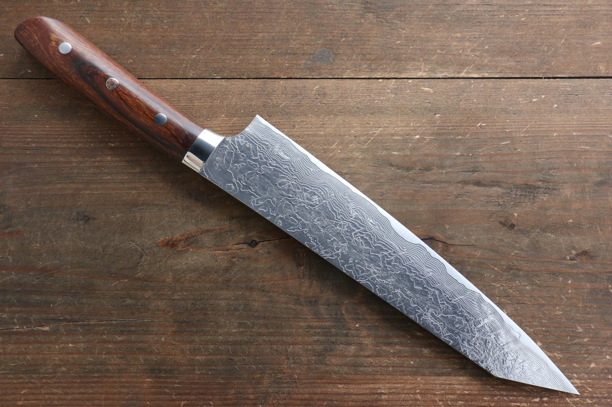 Takeshi Saji R2/SG2 Diamond Finish Damascus Kiritsuke Japanese Knife 240mm with Ironwood Handle - Japanny - Best Japanese Knife