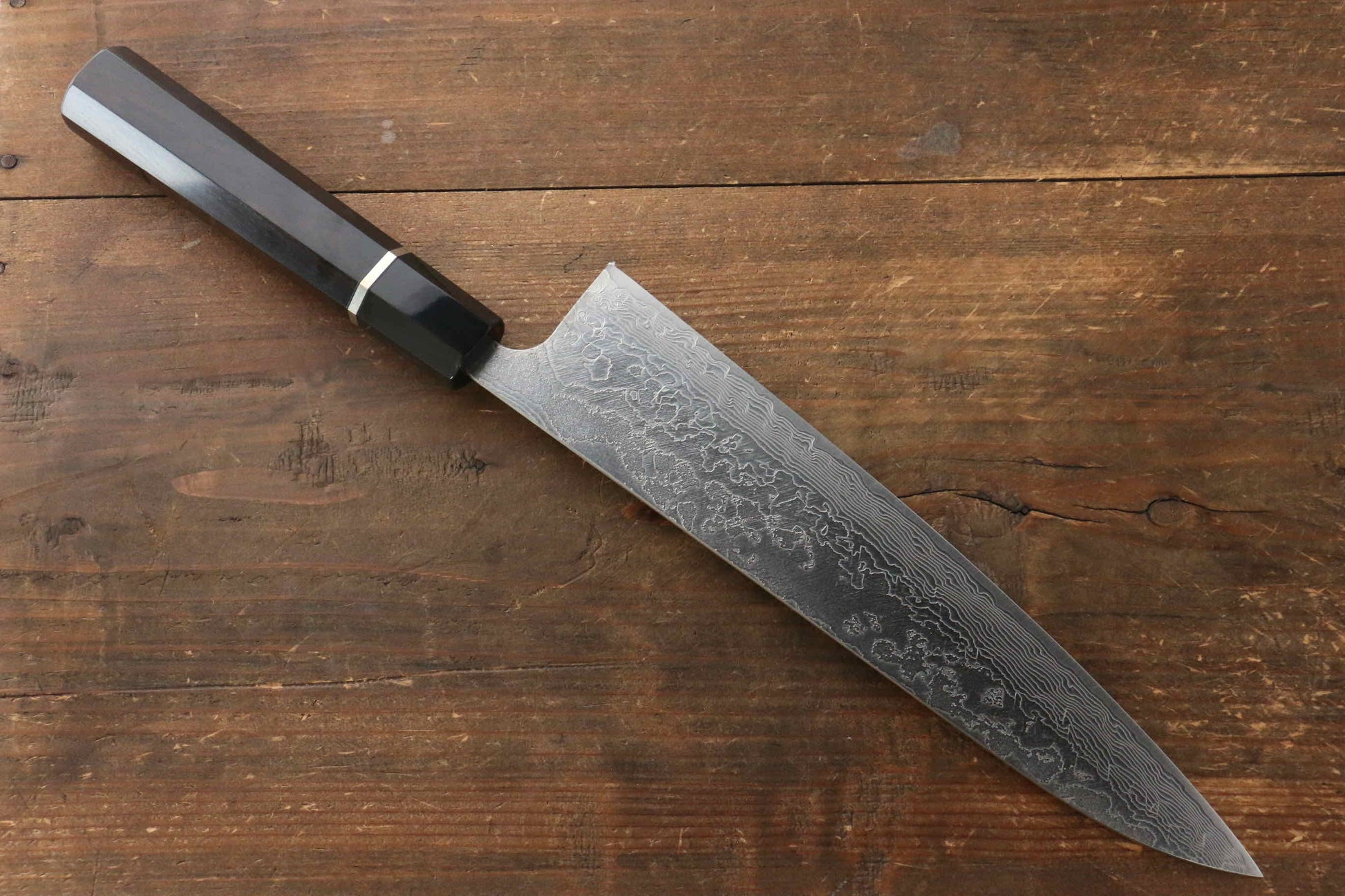 Takeshi Saji R2/SG2 Diamond Finish Damascus Gyuto Japanese Chef Knife 240mm with Double water buffalo horn with ebony handle - Japanny - Best Japanese Knife