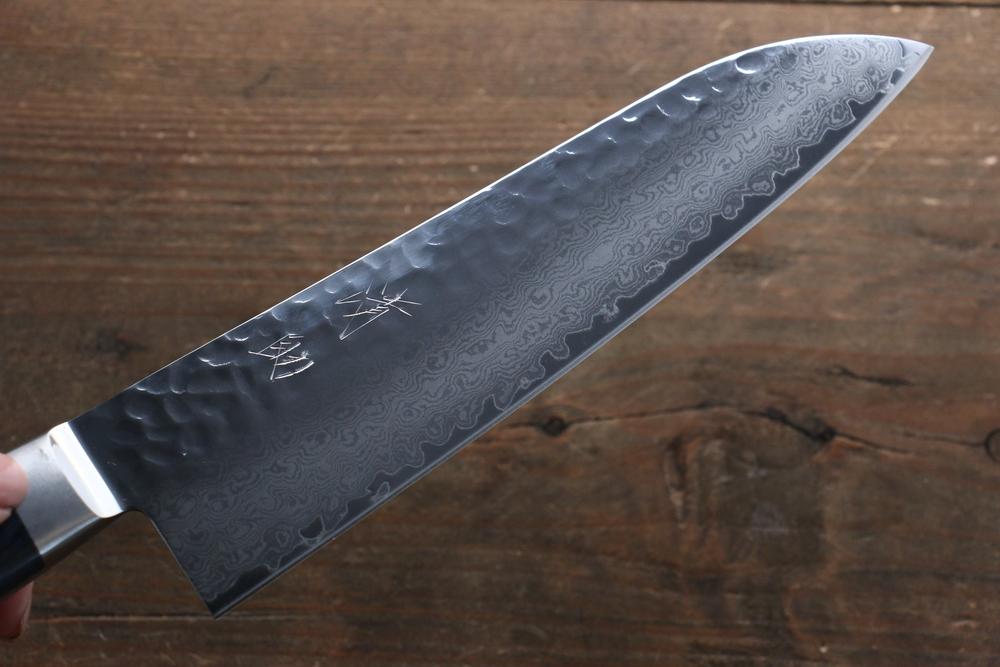 Thương hiệu Seisuke Seiun VG10 33 lớp  Thép Damascus Dao đa năng Santoku dao Nhật 180mm gỗ ép xanhChuôi dao Có kèm bao