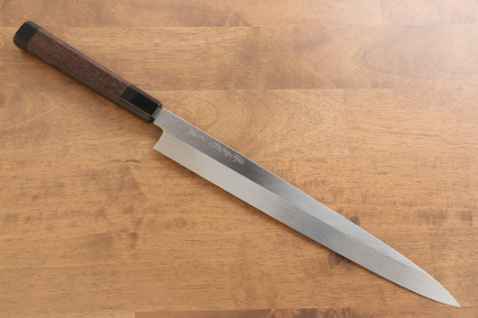 Sakai Takayuki Honyaki White Steel No.2 Yanagiba Japanese Knife Wenge with Double Water Buffalo Ring Handle with Sheath - Japanny - Best Japanese Knife
