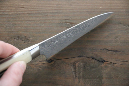 Saji R2/SG2 Diamond Finish Damascus Petty Japanese Chef Knife 90mm with Bone Handle - Japanny - Best Japanese Knife