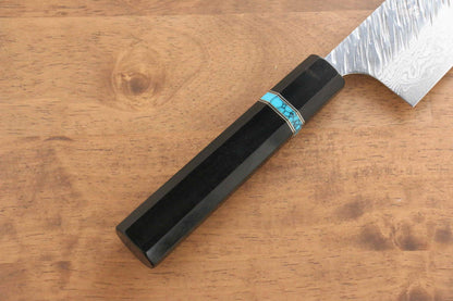 Yu Kurosaki Fujin VG10 Hammered Gyuto Japanese Knife 240mm Ebony Wood(With Turquoise Ring) Handle - Japanny - Best Japanese Knife