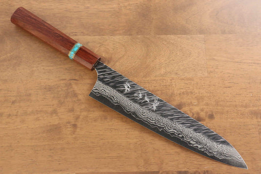 Yu Kurosaki Fujin VG10 Hammered Gyuto Japanese Knife 240mm Maple(With turquoise ring Brown) Handle - Japanny - Best Japanese Knife