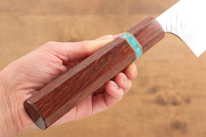 Yu Kurosaki Fujin VG10 Hammered Gyuto Japanese Knife 240mm Maple(With turquoise ring Brown) Handle - Japanny - Best Japanese Knife