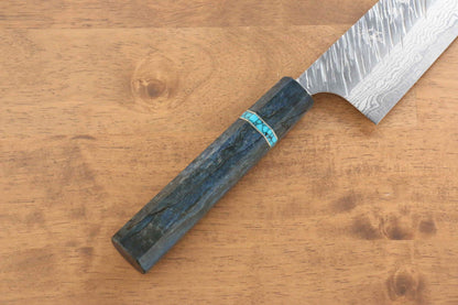 Yu Kurosaki Fujin VG10 Hammered Gyuto Japanese Knife 240mm Maple(With turquoise ring Blue) Handle - Japanny - Best Japanese Knife