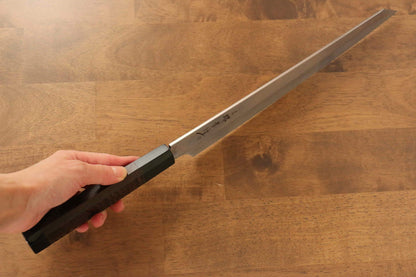 Sakai Takayuki Ginryu Honyaki Swedish Steel Mirrored Finish Kengata Yanagiba Japanese Knife 300mm Wenge with Double Water Buffalo Ring Handle with Sheath - Japanny - Best Japanese Knife