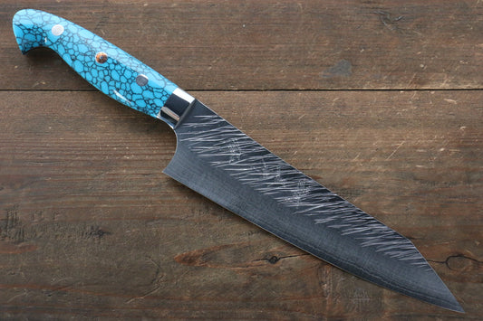 Yu Kurosaki Fujin SPG2 Hammered Damascus Gyuto Japanese Knife 180mm Turquoise Handle - Japanny - Best Japanese Knife