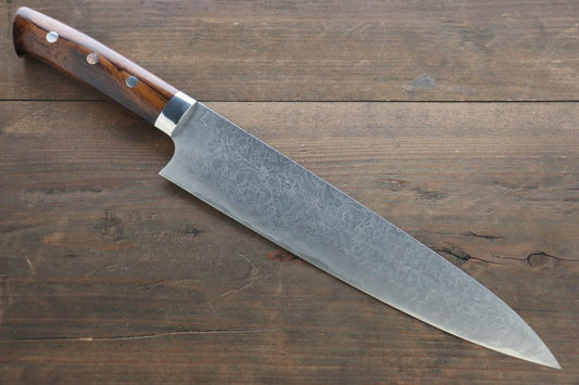 Saji R2/SG2 Diamond Finish Damascus Gyuto Japanese Chef Knife 240mm with Iron Wood handle - Japanny - Best Japanese Knife