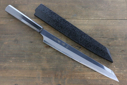 Sakai Takayuki Hien Blue Steel No.2 Mirrored Kengata Yanagiba Japanese Chef Knife 270mm with saya - Japanny - Best Japanese Knife
