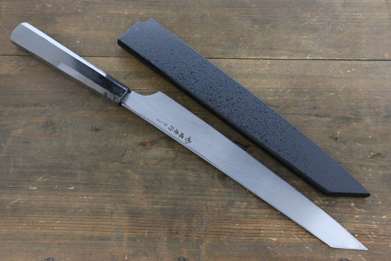 Sakai Takayuki Hien Blue Steel No.2 Mirrored Kengata Yanagiba Japanese Chef Knife 270mm with saya - Japanny - Best Japanese Knife