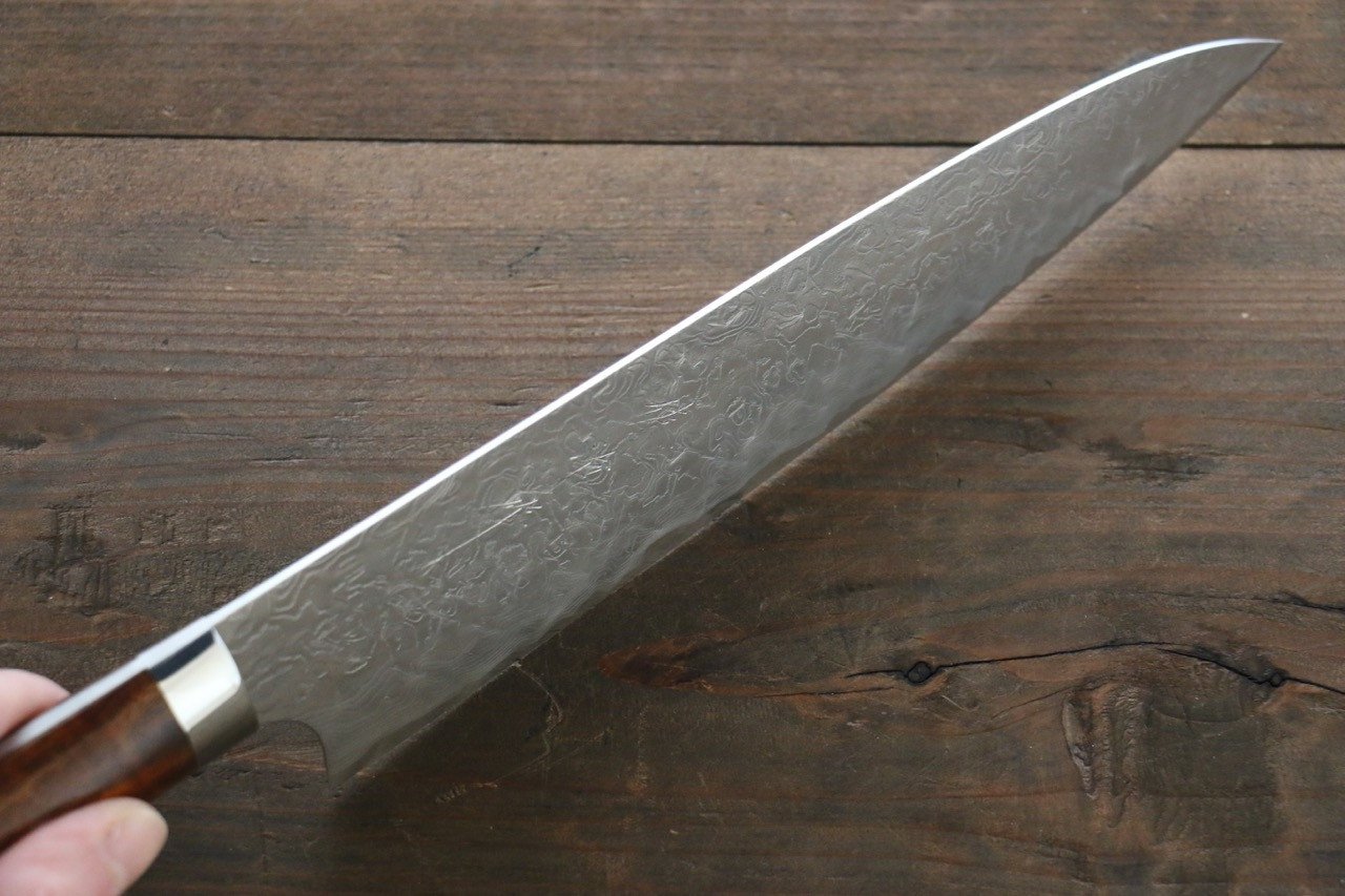 Saji R2/SG2 Diamond Finish Damascus Gyuto Japanese Chef Knife 210mm with Iron Wood handle - Japanny - Best Japanese Knife