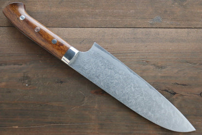 Takeshi Saji R2/SG2 Diamond Finish Damascus Santoku Japanese Chef Knife 180mm with Iron Wood handle - Japanny - Best Japanese Knife