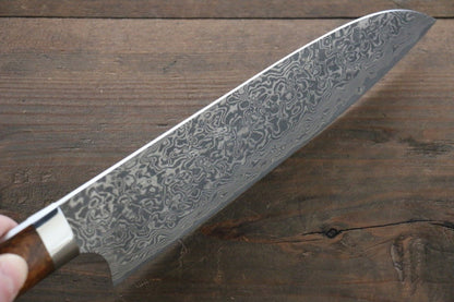 Saji R2/SG2 Black Damascus Santoku Japanese Chef Knife 180mm with Iron Wood handle - Japanny - Best Japanese Knife